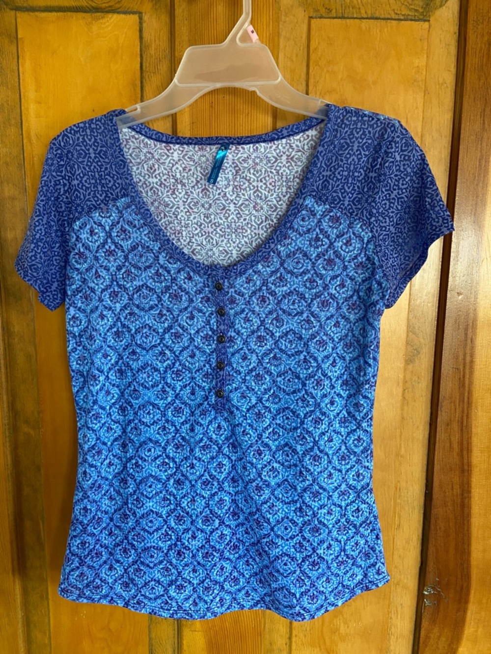 Kuhl Blue Patterned Short Sleeve Henley